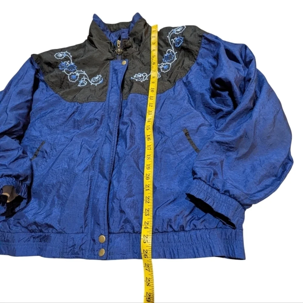 Vintage 80s 90s Lavon Retro Embroidered Windbreaker Jacket Blue XL